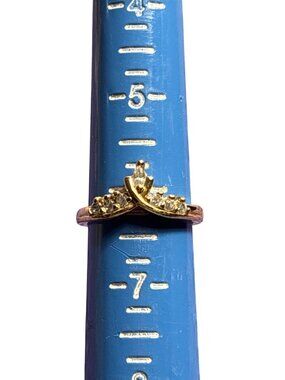 NV Signed Goldtone Tiara Ring Size 6.25 Clear Rhinestones